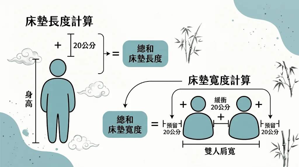 挑選床墊尺寸黃金公式：依照身高與肩寬計算最適床墊長度與寬度
