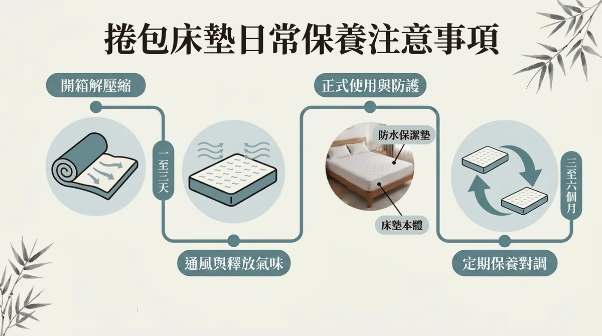 捲包床墊拆封後日常保養注意事項