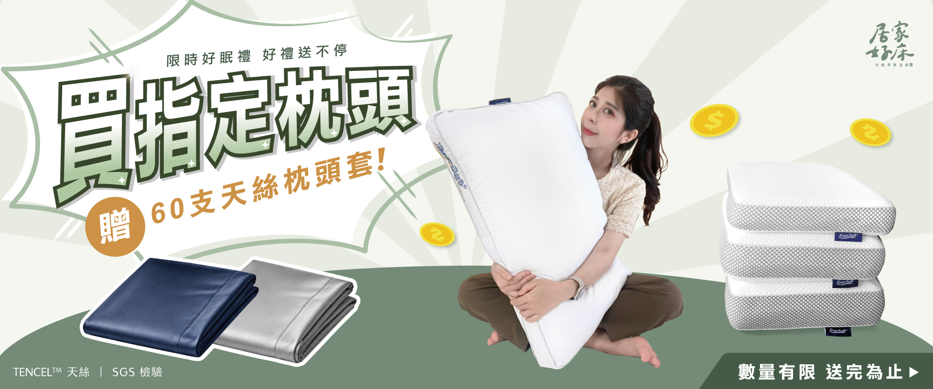 買枕頭送60支枕頭套